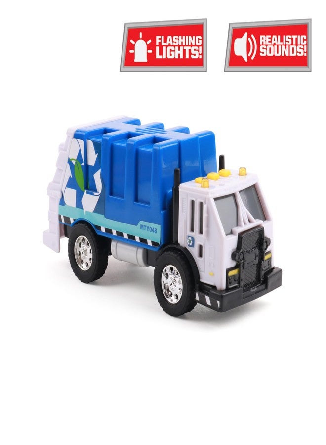 Mighty Fleet Toughest Minis 5" Garbage Truck Toy w/Lights & Sounds, Realistic Design & Batteries Included - Age 3+ - Image 2